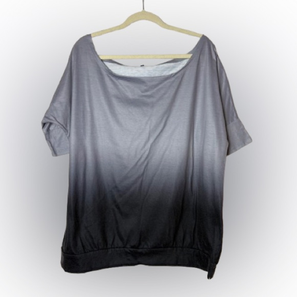 Gray Ombre Women's Top, XL, can be worn off one shoulder or boat neck.